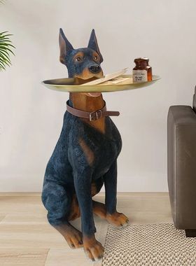 创意杜宾客厅电视柜旁边沙发边几落地大型家居装饰品乔迁礼物摆件