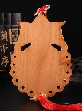 桃木虎头八卦镜解决厕所对大门卧室入户门兽头八卦镜卫生间挂件