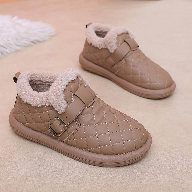 棉鞋女冬季老北京皮面平底防滑妈妈短靴加绒加厚防水防寒雪地靴子,淘宝优惠券,粉丝福利购,淘宝优惠卷