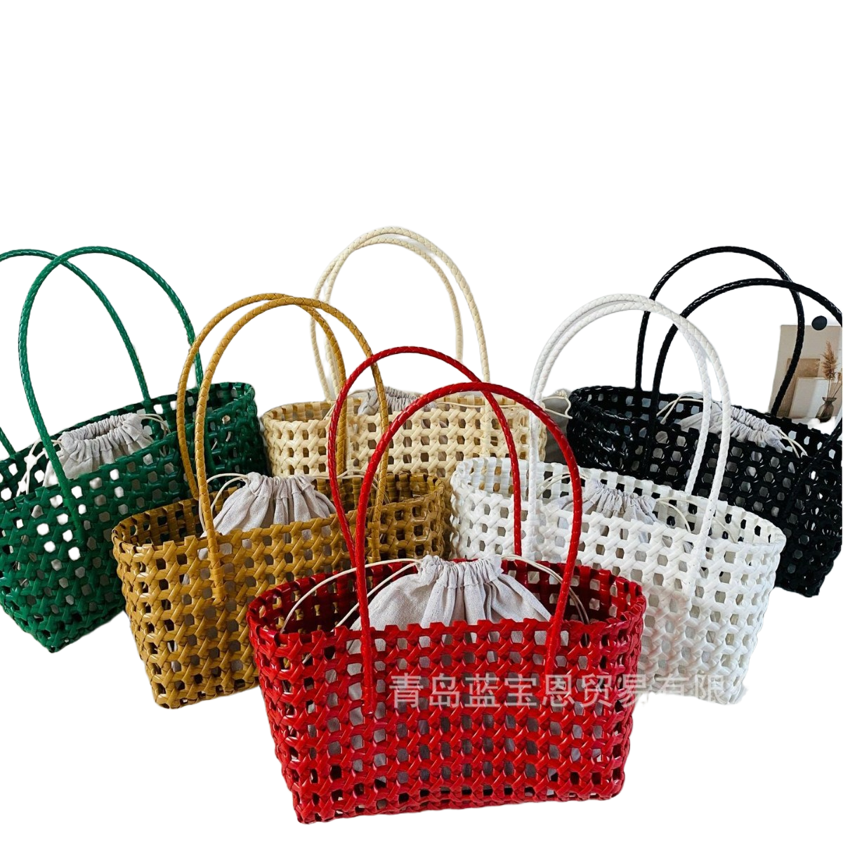 手提包镂空编织菜篮子包PVC通勤托特包手拎包沙滩度假草编包,淘宝优惠券,粉丝福利购,淘宝优惠卷