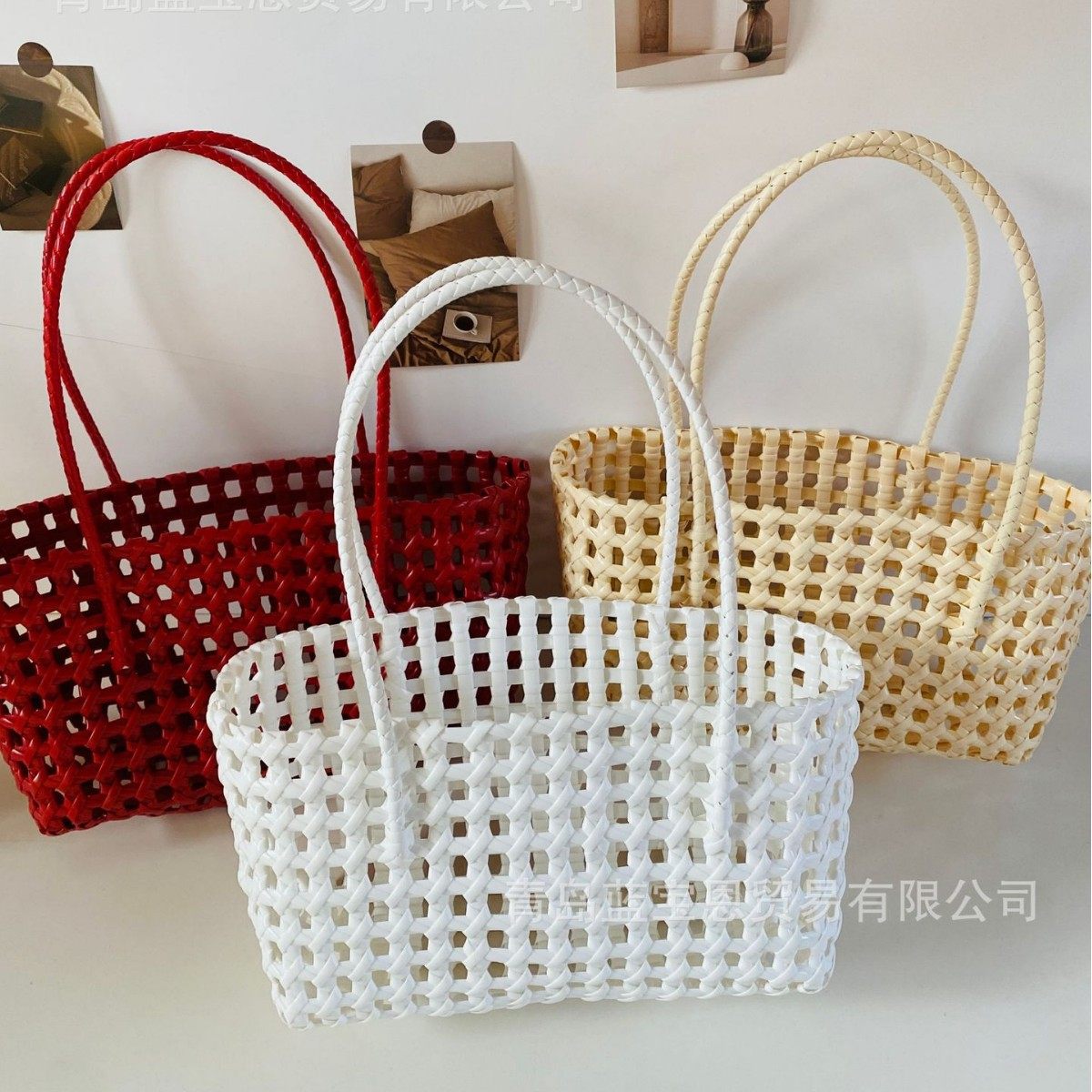 手提包镂空编织菜篮子包PVC通勤托特包手拎包沙滩度假草编包,淘宝优惠券,粉丝福利购,淘宝优惠卷