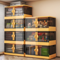 The special large containing box is free of installation for home living room finishing zero food clothes transparent storage box Foldable storage cabinet