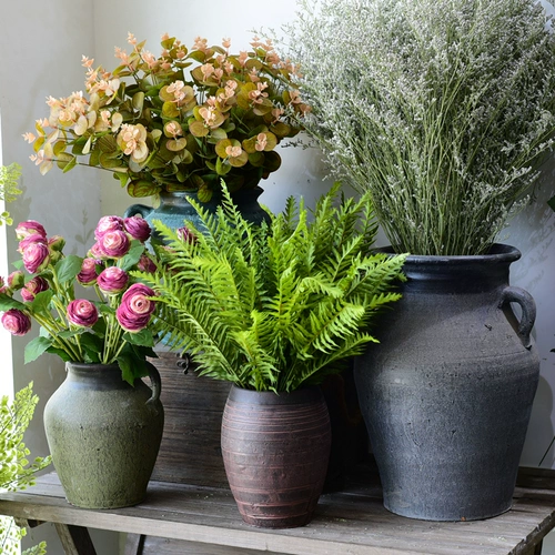 Ретро глиняное горшок цветочные горшки цветочный алтарь, сочная цветочная бутылка, мастерство антикварное керамическое витрина