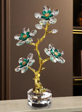 轻奢水晶花卉桌面摆件