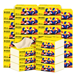 集木优品原生木浆纸巾12包本色抽纸家用整箱