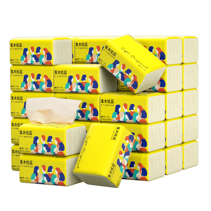 集木优品40包本色家用实惠装卫生纸 集木优品抽纸