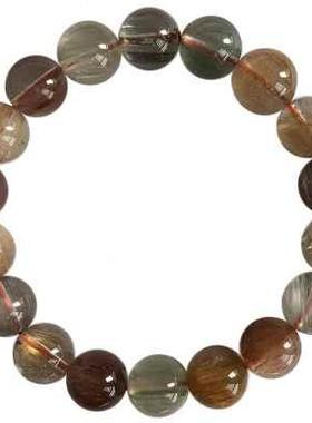 天然发晶手链 彩发晶水晶 发丝清晰黄发晶 一物一图手链 高质量