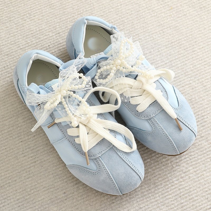 柜同步！芭蕾风薄底德训鞋秋新款小众设计感蕾丝珍珠休闲运动鞋女,淘宝优惠券,粉丝福利购,淘宝优惠卷