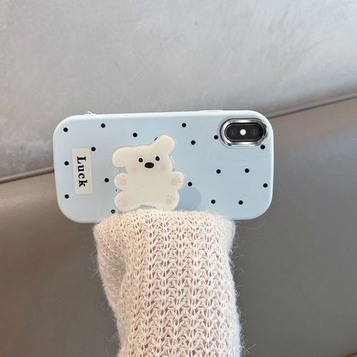 适用于苹果x手机壳xs不包镜头xsmax波点xr小狗iphonex带支架iphone8x可爱ipx10xmax蓝色防摔iponex软壳ix叉r - 图2