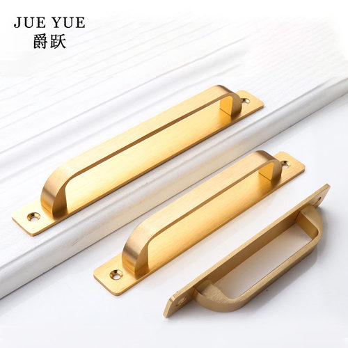 推拉门免打孔拉手把手铝合金木门厨柜玻璃厨房明装移门柜门手柄 - 图1