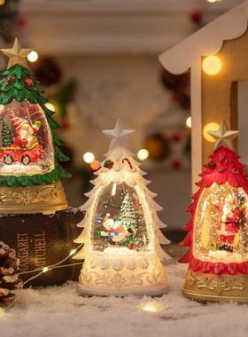 圣诞水晶球圣诞水晶球圣诞装饰发光圣诞树圣诞水晶球飘雪雪花灯圣