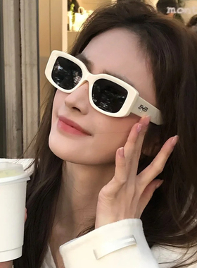 白色墨镜女复古猫眼小方框显脸小