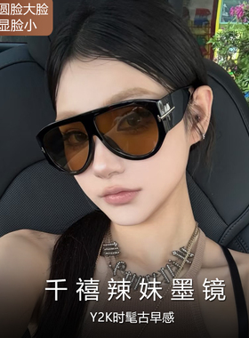 复古大框飞行员茶色墨镜女高级感大牌方圆脸老钱风太阳眼镜显脸小