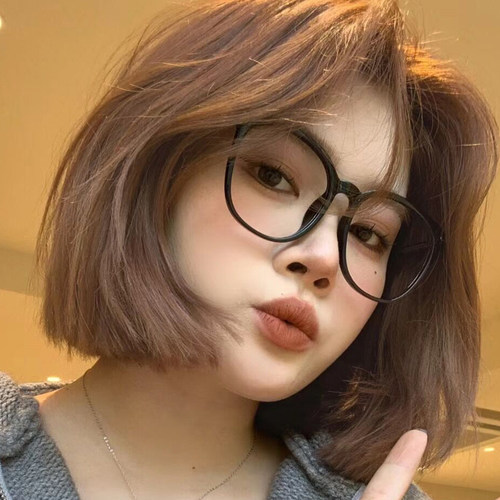 韩系黑框素颜眼镜女近视可配度数黑色大框防蓝光方圆脸眼睛框镜架 - 图2