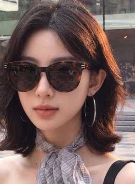 韩系复古玳瑁猫眼墨镜女海边大框