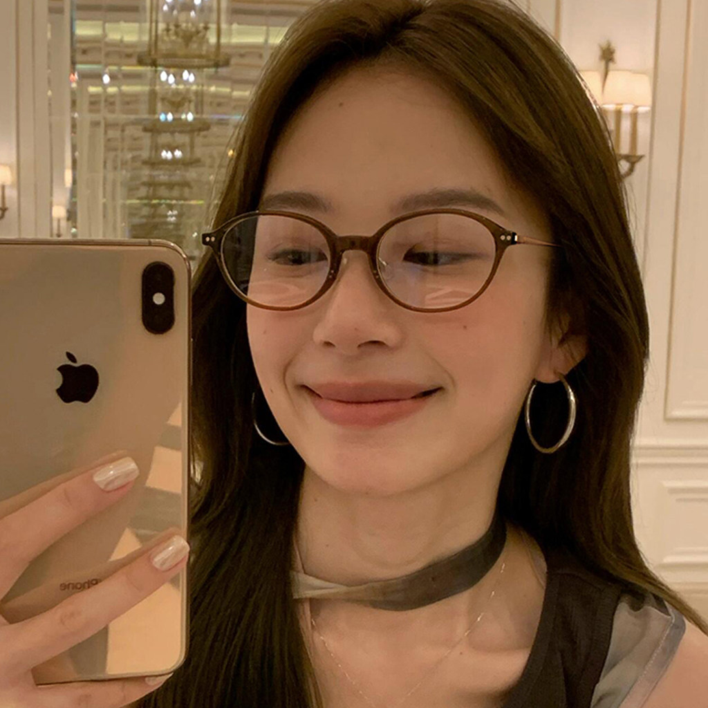 复古书呆子眼镜近视女可配度数素颜冷茶色椭圆小框眼睛框架防蓝光,淘宝优惠券,粉丝福利购,淘宝优惠卷