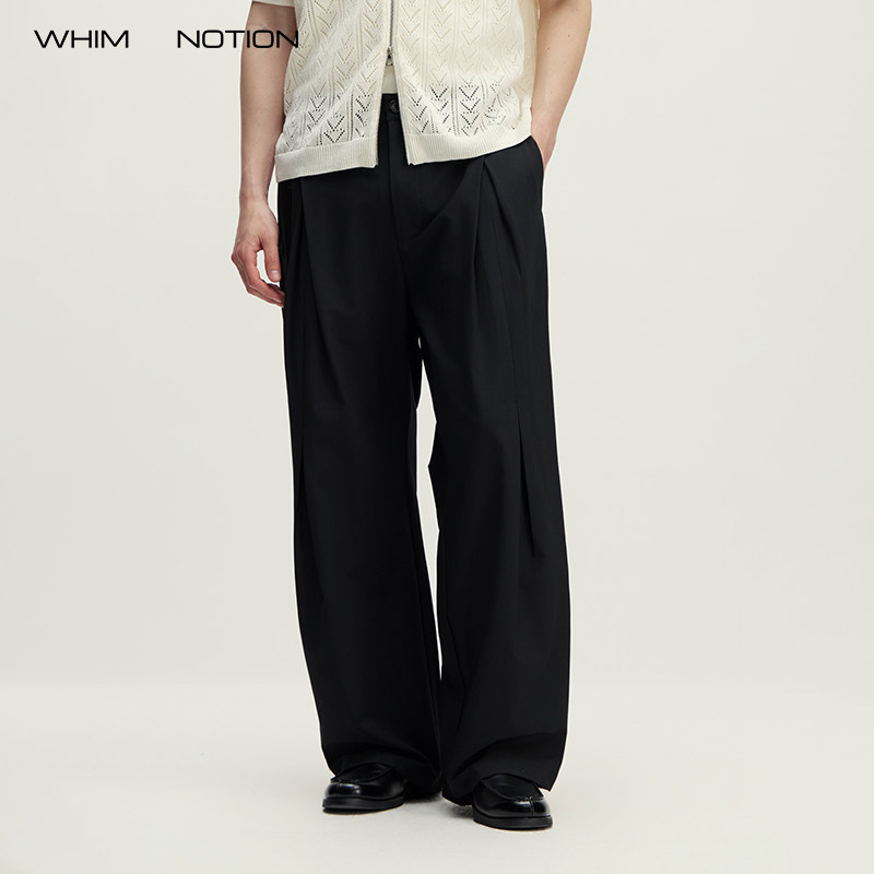 WHIMNOTION 26SS「冰感西裤」COOLMAX立体褶位西裤 宽松直筒长裤