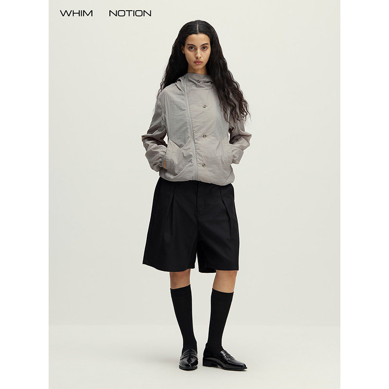 WHIMNOTION 26SS「通勤口粮」TR混纺对褶五分短西裤 抗皱易打理