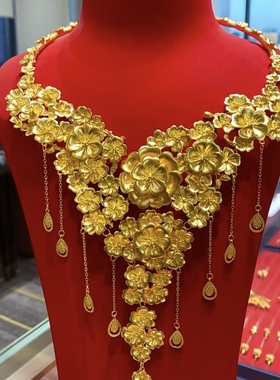 金包银繁花似锦项链流苏吊坠结婚三金五金婚嫁首饰饰品送礼可定制