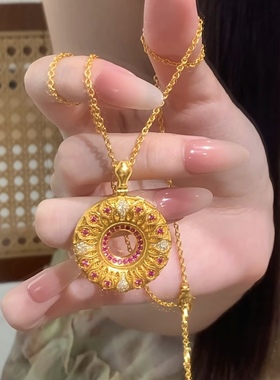 金包银古法镶嵌平安扣吊坠点钻花丝项坠毛衣链精致可定制首饰礼物