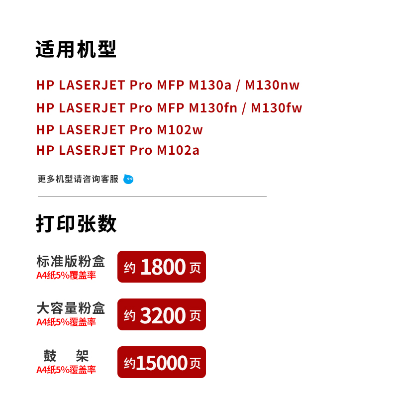 HDPM适用惠普CF217A粉盒m130nw m102w易加粉墨盒hp LaserJet pro m102a mfp m130a m130fw硒鼓cf219a鼓架17a - 图0