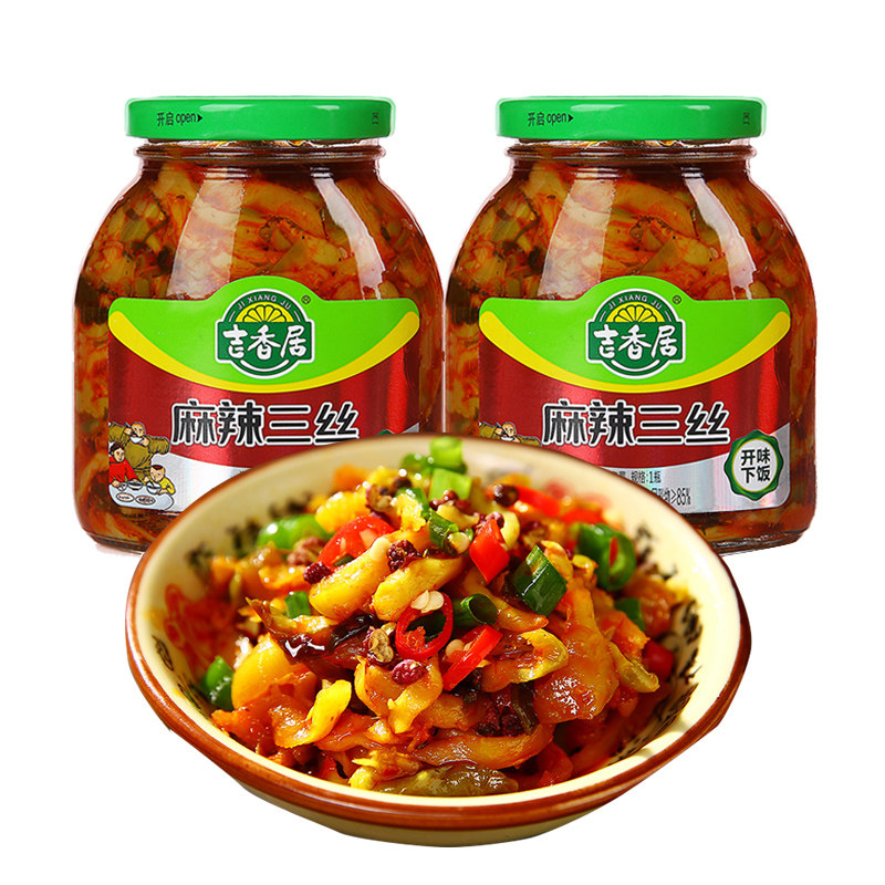 吉香居麻辣三丝306g*2瓶四川特产即食早餐小咸菜罐装佐餐下饭菜_虎窝淘