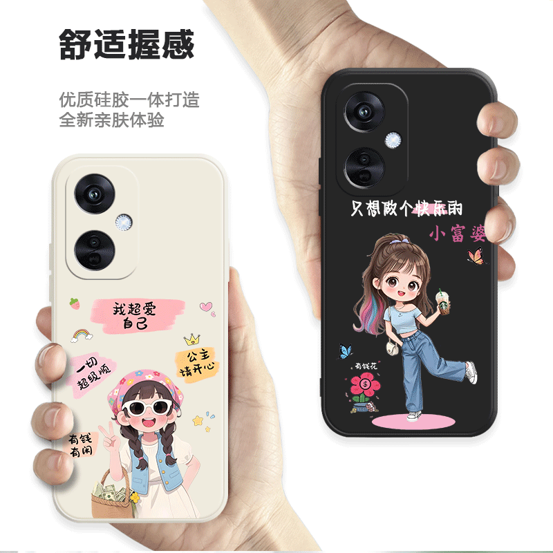 有钱花适用OPPOK11手机壳直边液态硅胶OPPOK11x女新款软壳文字高级网红可爱小众创意简约全包超薄防摔保护套 - 图1