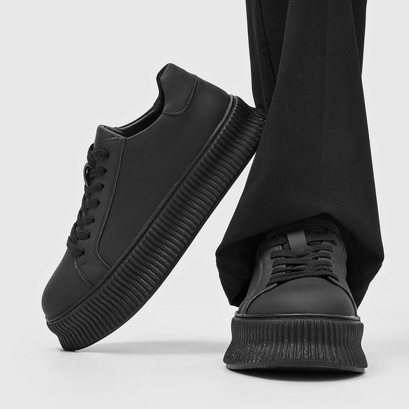 【高品质】港风男鞋增高厚底系带休闲板鞋百搭潮流男款时尚系带鞋,淘宝优惠券,粉丝福利购,淘宝优惠卷