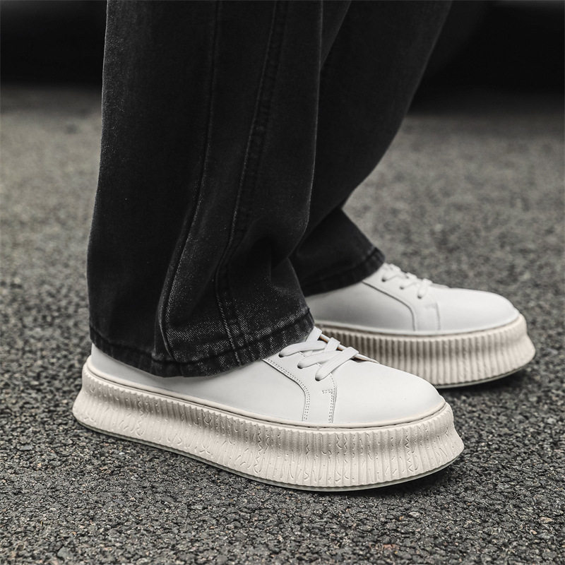 【高品质】港风男鞋增高厚底系带休闲板鞋百搭潮流男款时尚系带鞋,淘宝优惠券,粉丝福利购,淘宝优惠卷