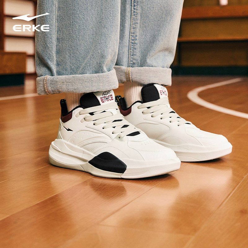 制霸2丨鸿星尔克男高帮板鞋篮球文化休闲鞋厚底增高防滑运动鞋子