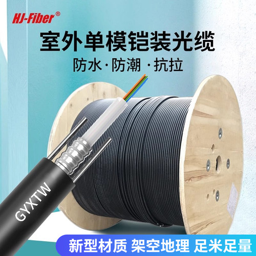 华杰恒讯 定制四4芯室外单模光缆光纤线GYXTW-4B单模铠装万兆6芯八8芯12芯架空地埋中心束管式网络监控光缆线 - 图0