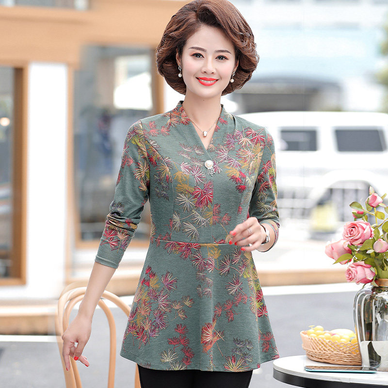 女士秋装妈妈款长袖t恤秋衣打底衫 蜜韵姿中老年女装