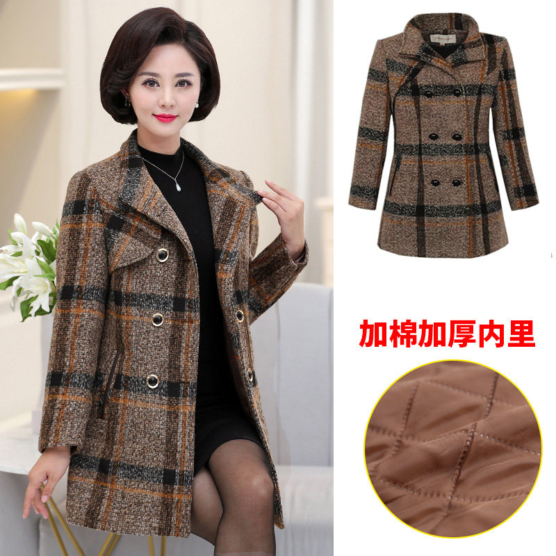 中老年女装新款秋冬装大码中长风衣 蜜韵姿中老年女装