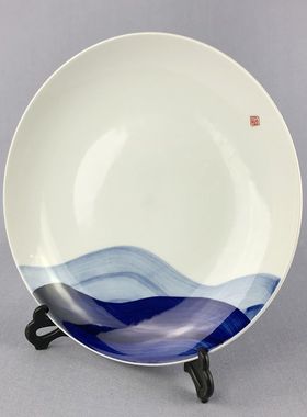 现代简约新中式装饰创意陶瓷挂盘摆件样板房间客厅玄关看盘装饰品