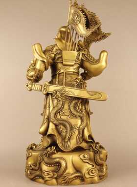 新款直销2023新款黄铜托聚宝盆祥龙令旗关公家居装饰创意礼品工艺