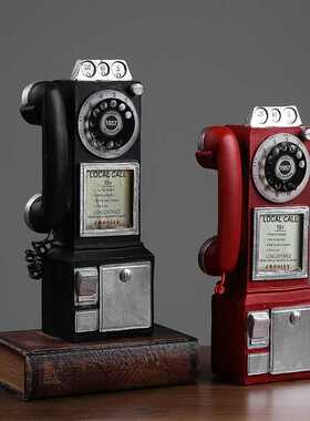 新款直销欧式复古老式树脂转盘电话模型创意家居办公室玄关装饰电