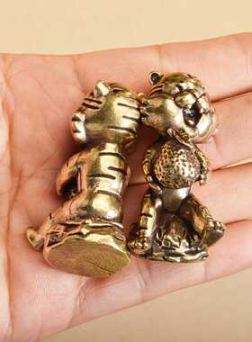 新款直销黄铜老虎摆件大吉大利12生肖虎工艺品小铜器景区地摊跑江