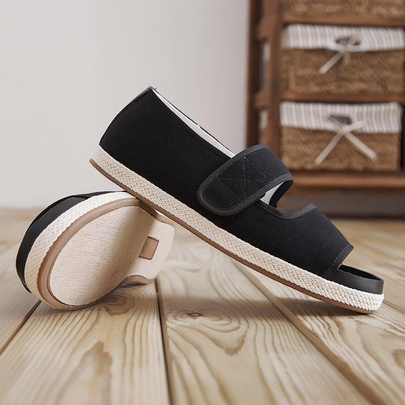 布语堂本草布鞋夏季男女同款汉麻黑色透气舒适外穿平底鞋防滑凉鞋,淘宝优惠券,粉丝福利购,淘宝优惠卷