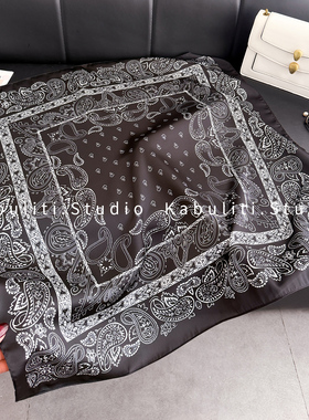 黑白波点方巾简约大气护颈系脖围脖子职业搭配衬衫领巾薄纱巾围巾