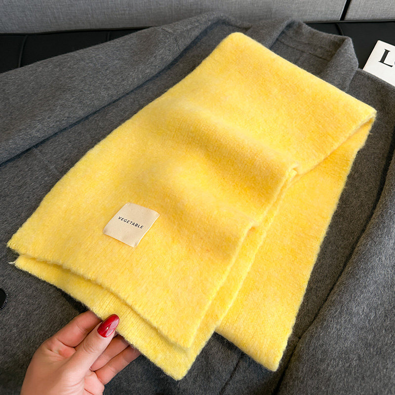 鹅黄嫩黄嫩黄色针织毛线仿羊绒厚围巾女生秋冬季儿童围脖短小护颈,淘宝优惠券,粉丝福利购,淘宝优惠卷