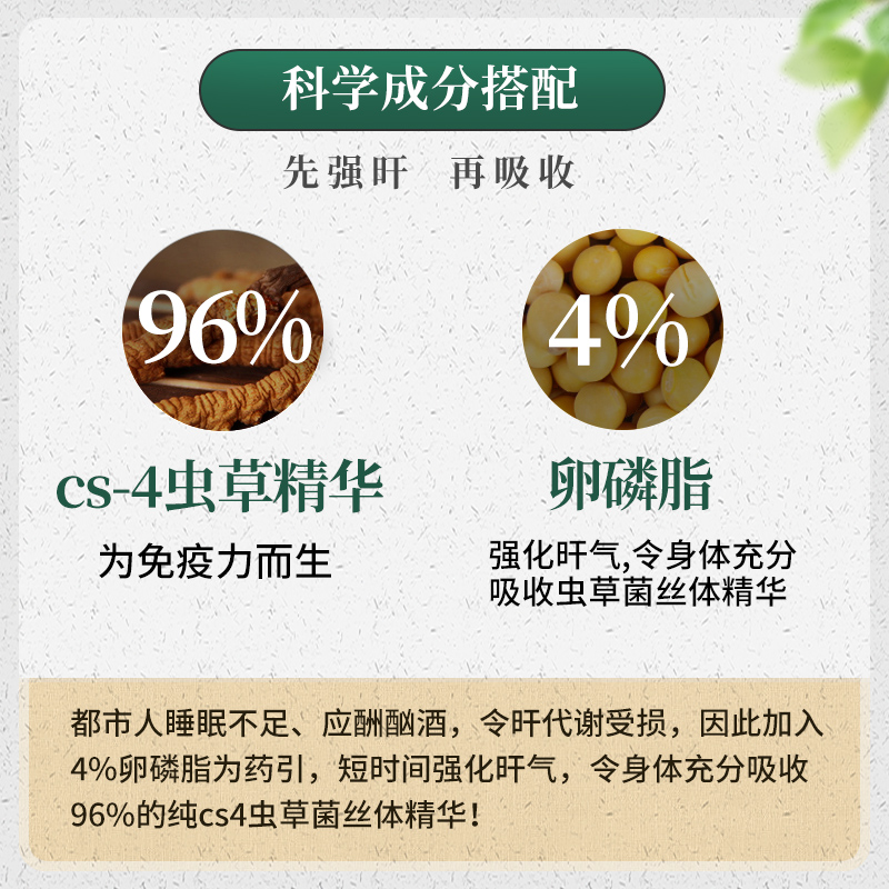 herbs草姬冬虫夏草胶囊维护心肺呼吸健康营养品cs4第四代虫草60粒