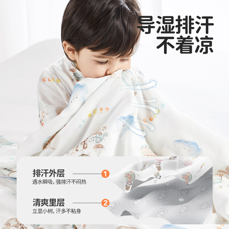 良良婴儿纱布睡袋春夏薄款宝宝防踢被中大童竹棉睡袋婴儿分腿睡袋