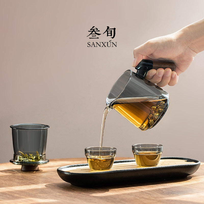 叁旬玻璃旅行茶具套装便携包户外露营旅游快客杯小套功夫茶杯茶盘,淘宝优惠券,粉丝福利购,淘宝优惠卷