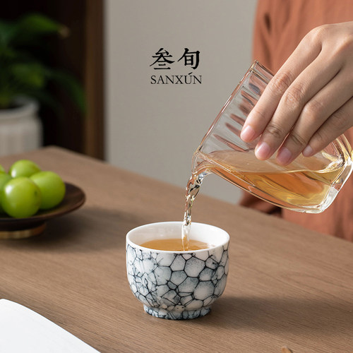 叁旬四季杯茶杯陶瓷泡泡釉主人杯高颜值男女个人专用品茗杯子礼盒 - 图1