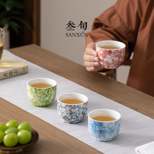 叁旬四季杯茶杯陶瓷泡泡釉主人杯高颜值男女个人专用品茗杯子礼盒 - 图2