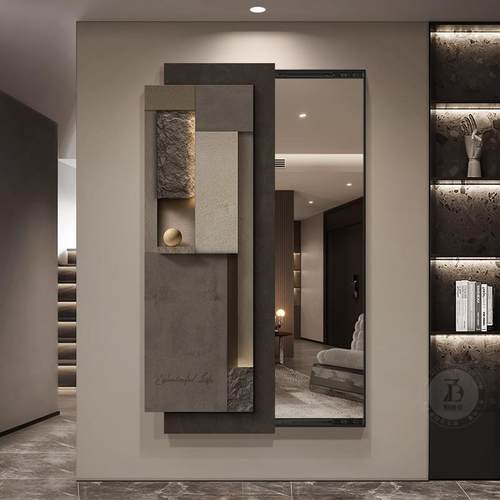 高级感可推拉隐藏式全身镜玄关装饰画暗藏式隐形全身镜全身镜挂画 - 图0