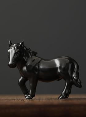 红色陶瓷马摆件十二生肖瓷器马客厅工艺品风水招财马到成功装饰品