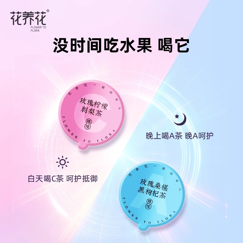 花养花早C晚A刺梨柠檬桑葚黑枸杞玫瑰花女生喝组合水果茶包礼盒