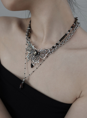后摇暗黑复古蝴蝶项链