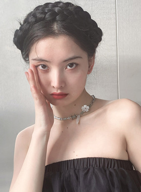 后摇新品中式清冷项链竹节蝶贝